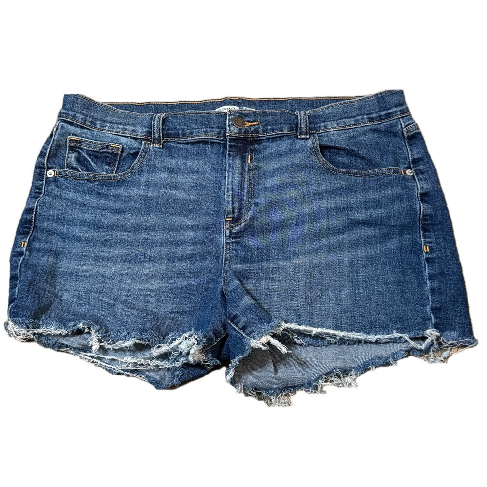 Old Navy Boyfriend Distressed Cut Off Denim Blue Jeans Women Size 16